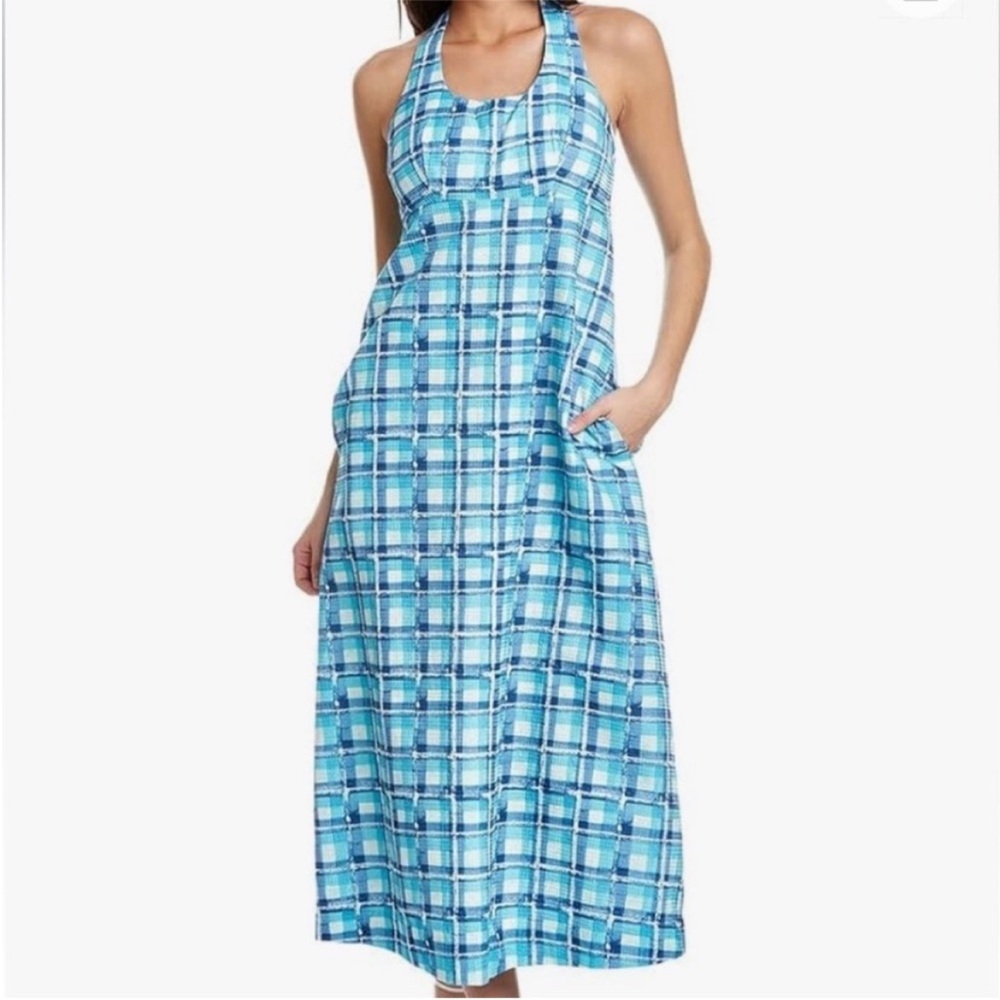 Frances Valentine Blue Plaid Halter Dress